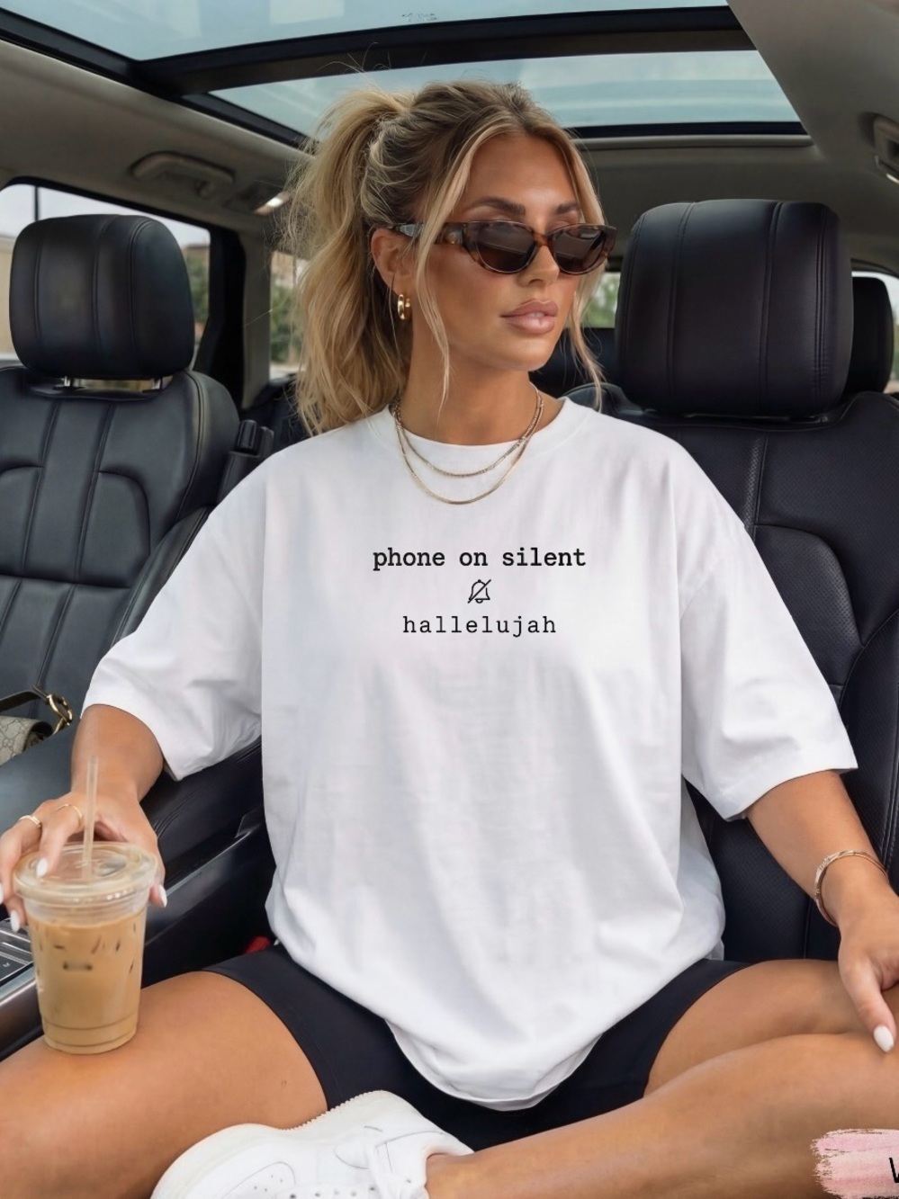 White 'phone on silent' Graphic Tee - COMFORT COLORS-